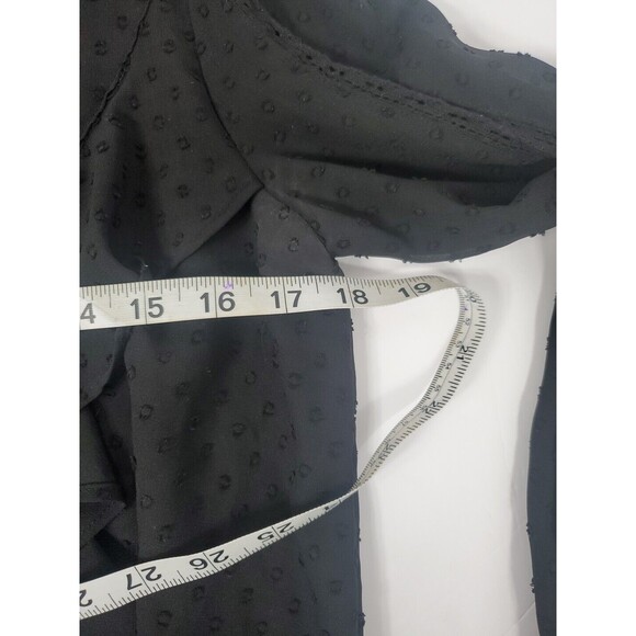 Zara TRF  Black Dotted Ruffled Long Sleeve Boho Chic Sheer Blouse Top Size W M - Picture 4 of 7